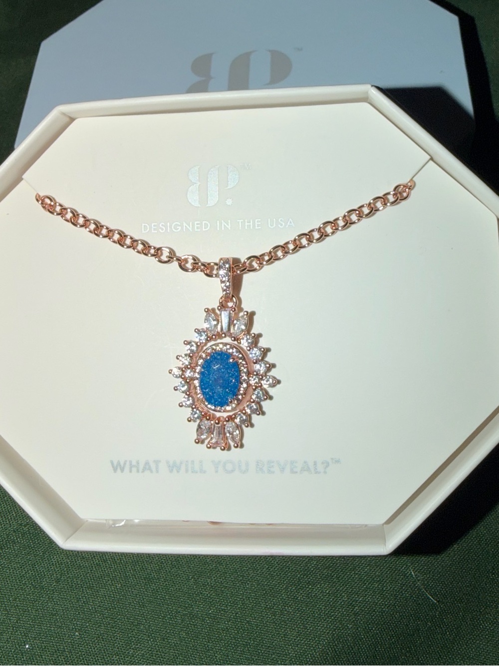 Bomb Party OG Necklace-Unending Sunshine Aqua Blue Ice Crystal on Rose Gold
